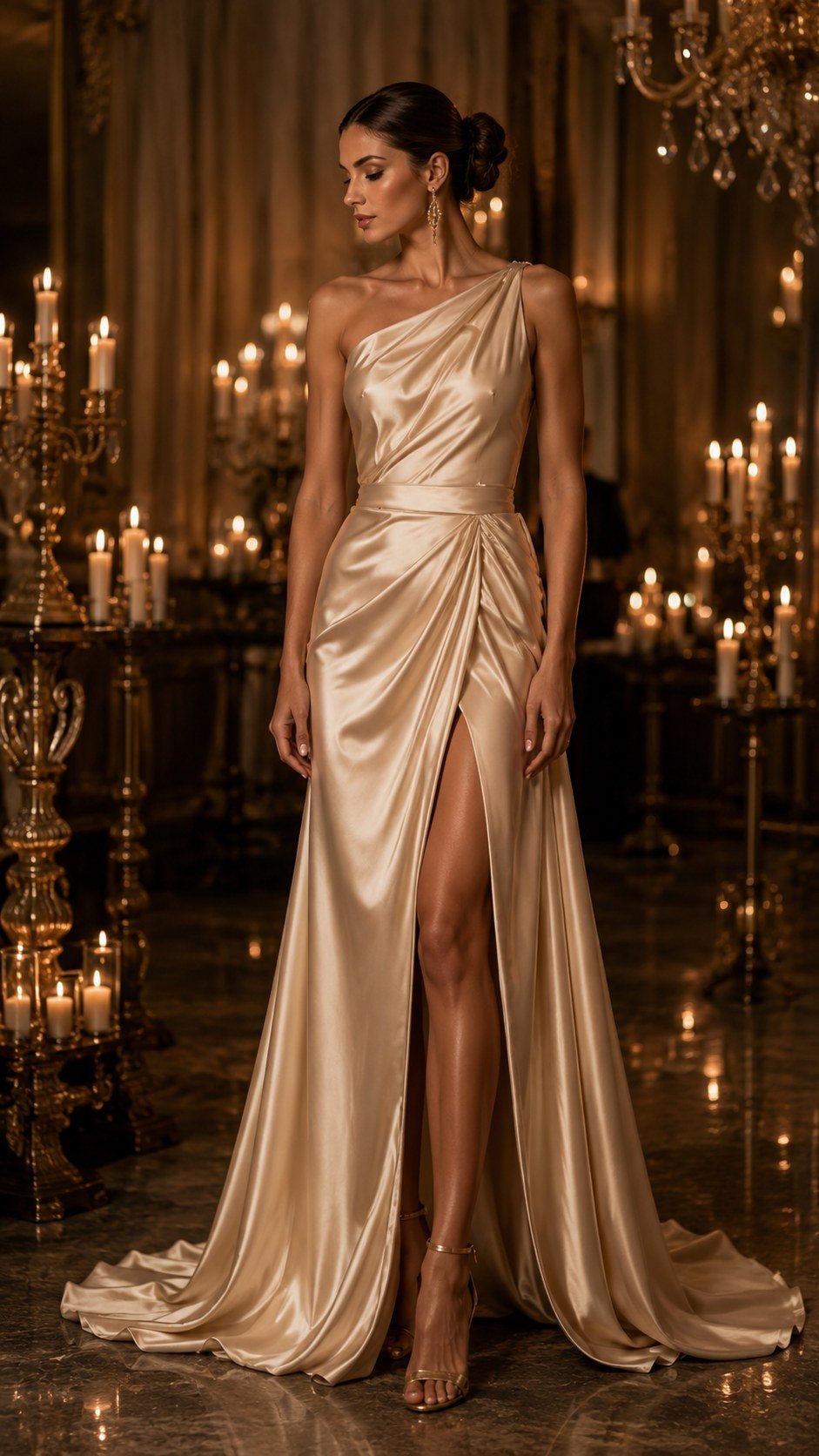 Champagne satin gown
